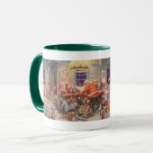 ヴィンテージクリスマスサンタクロース小人ワークショップ マグカップ (正面左)