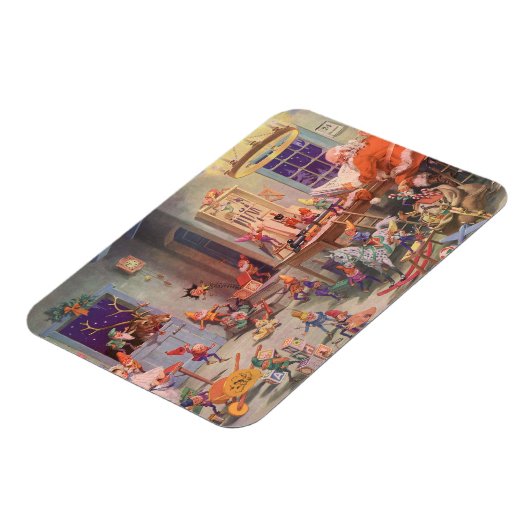 ヴィンテージクリスマスサンタクロース小人ワークショップ マグネット (左側)