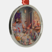 ヴィンテージクリスマスサンタクロース小人ワークショップ メタルオーナメント (右)