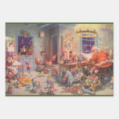 ヴィンテージクリスマスサンタクロース小人ワークショップ ラッピングペーパーシート (正面2)