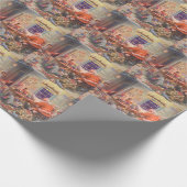 ヴィンテージクリスマスサンタクロース小人ワークショップ ラッピングペーパー (角)