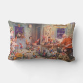 ヴィンテージクリスマスサンタクロース小人ワークショップ ランバークッション (裏面)