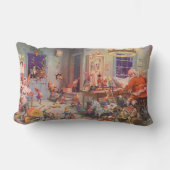 ヴィンテージクリスマスサンタクロース小人ワークショップ ランバークッション (正面)