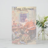 ヴィンテージクリスマスサンタクロース小人ワークショップ 便箋 (スタンド正面)