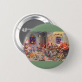 ヴィンテージクリスマスサンタクロース小人ワークショップ 缶バッジ (正面&裏面)