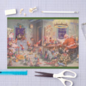 ヴィンテージクリスマスサンタクロース小人ワークショップ 薄葉紙 (クラフト)