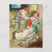 ヴィンテージクリスマスサンタクロース小妖精や小人格言ギフト シーズンポストカード (正面)