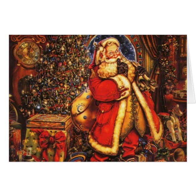 ヴィンテージクリスマスサンタクロース幸せな休日の贈り物。 (正面横)