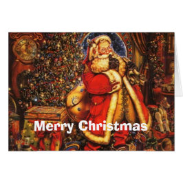 ヴィンテージクリスマスサンタクロース幸せな休日の贈り物。