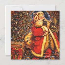 ヴィンテージクリスマスサンタクロース幸せな休日の贈り物。 招待状