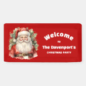 ヴィンテージクリスマスサンタクロース幸せパーティー歓迎 横断幕 (横)