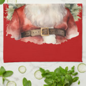 ヴィンテージクリスマスサンタクロース微笑 キッチンタオル (折り畳み)