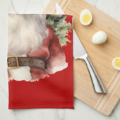 ヴィンテージクリスマスサンタクロース微笑 キッチンタオル (四つ折り)
