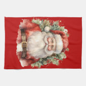 ヴィンテージクリスマスサンタクロース微笑 キッチンタオル (横)