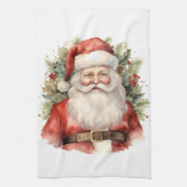 ヴィンテージクリスマスサンタクロース微笑 キッチンタオル (縦)