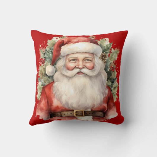 ヴィンテージクリスマスサンタクロース微笑 クッション (裏面)
