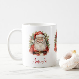 ヴィンテージクリスマスサンタクロース微笑 コーヒーマグカップ
