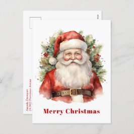 ヴィンテージクリスマスサンタクロース微笑 シーズンポストカード