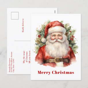 ヴィンテージクリスマスサンタクロース微笑 シーズンポストカード
