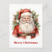 ヴィンテージクリスマスサンタクロース微笑 シーズンポストカード (正面)