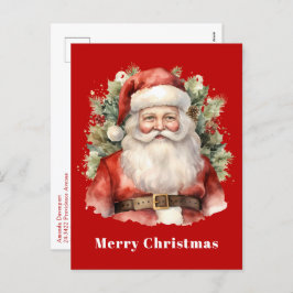 ヴィンテージクリスマスサンタクロース微笑 シーズンポストカード