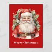 ヴィンテージクリスマスサンタクロース微笑 シーズンポストカード (正面)
