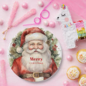 ヴィンテージクリスマスサンタクロース微笑 ペーパープレート (パーティー)