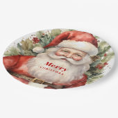 ヴィンテージクリスマスサンタクロース微笑 ペーパープレート (アングル)