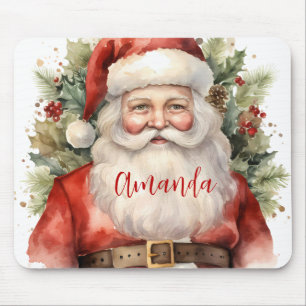 ヴィンテージクリスマスサンタクロース微笑 マウスパッド