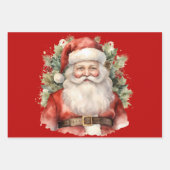 ヴィンテージクリスマスサンタクロース微笑 ラッピングペーパーシート (正面3)
