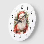 ヴィンテージクリスマスサンタクロース微笑 ラージ壁時計 (傾斜)