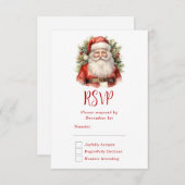 ヴィンテージクリスマスサンタクロース微笑 出欠カード (正面/裏面)