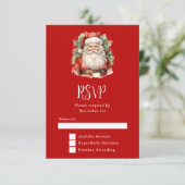 ヴィンテージクリスマスサンタクロース微笑 出欠カード (スタンド正面)