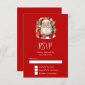 ヴィンテージクリスマスサンタクロース微笑 出欠カード (正面/裏面)