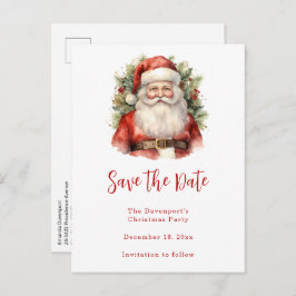 ヴィンテージクリスマスサンタクロース微笑 案内ポストカード