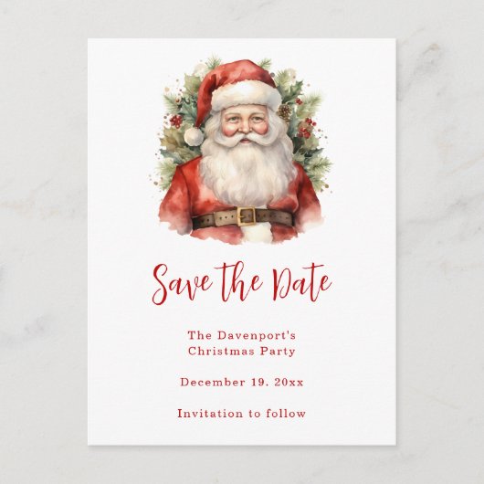 ヴィンテージクリスマスサンタクロース微笑 案内ポストカード (正面)