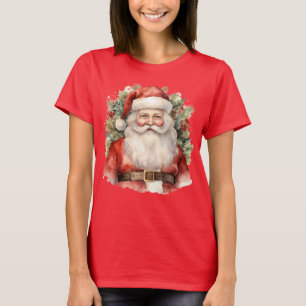 ヴィンテージクリスマスサンタクロース微笑 Tシャツ