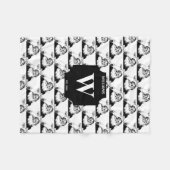 ヴィンテージクリスマスサンタクロース白黒モノグラム フリースブランケット (正面(横))