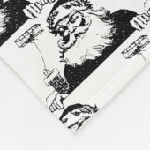 ヴィンテージクリスマスサンタクロース白黒モノグラム フリースブランケット (角)