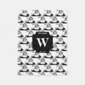 ヴィンテージクリスマスサンタクロース白黒モノグラム フリースブランケット (正面)