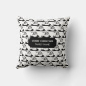 ヴィンテージクリスマスサンタクロース白黒名 クッション (裏面)