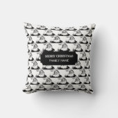 ヴィンテージクリスマスサンタクロース白黒名 クッション (正面)