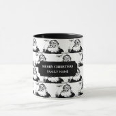 ヴィンテージクリスマスサンタクロース白黒名 マグカップ (中央)