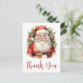 ヴィンテージクリスマスサンタクロース笑みを浮かべてありがとう ポストカード (スタンド正面)
