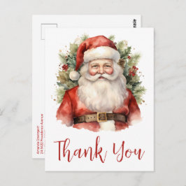 ヴィンテージクリスマスサンタクロース笑みを浮かべてありがとう ポストカード