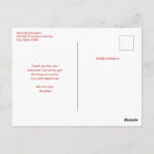 ヴィンテージクリスマスサンタクロース笑みを浮かべてありがとう ポストカード (裏面)