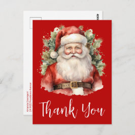 ヴィンテージクリスマスサンタクロース笑みを浮かべてありがとう ポストカード