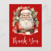 ヴィンテージクリスマスサンタクロース笑みを浮かべてありがとう ポストカード (正面)