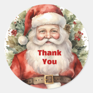 ヴィンテージクリスマスサンタクロース笑みを浮かべてありがとう ラウンドシール