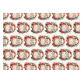 ヴィンテージクリスマスサンタクロース笑顔のパターン テーブルクロス (正面(横))